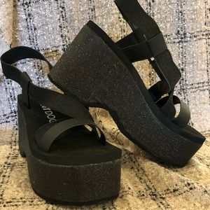 Platform Black Glitter Rocket Dog Sandals